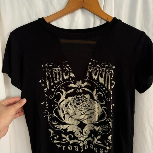 Dream lab vintage Y2K rock ‘n’ roll/punk, baby tee with mesh cut out size medium - Picture 3 of 7